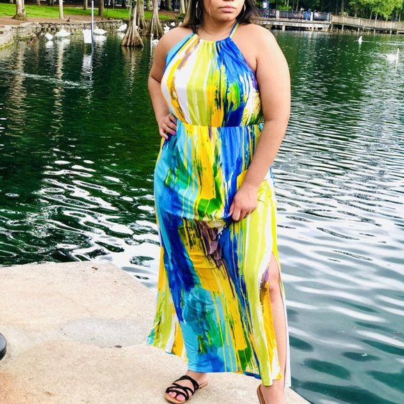 Women’s Abstract Print Knit Maxi Dress - Picture 3 of 3